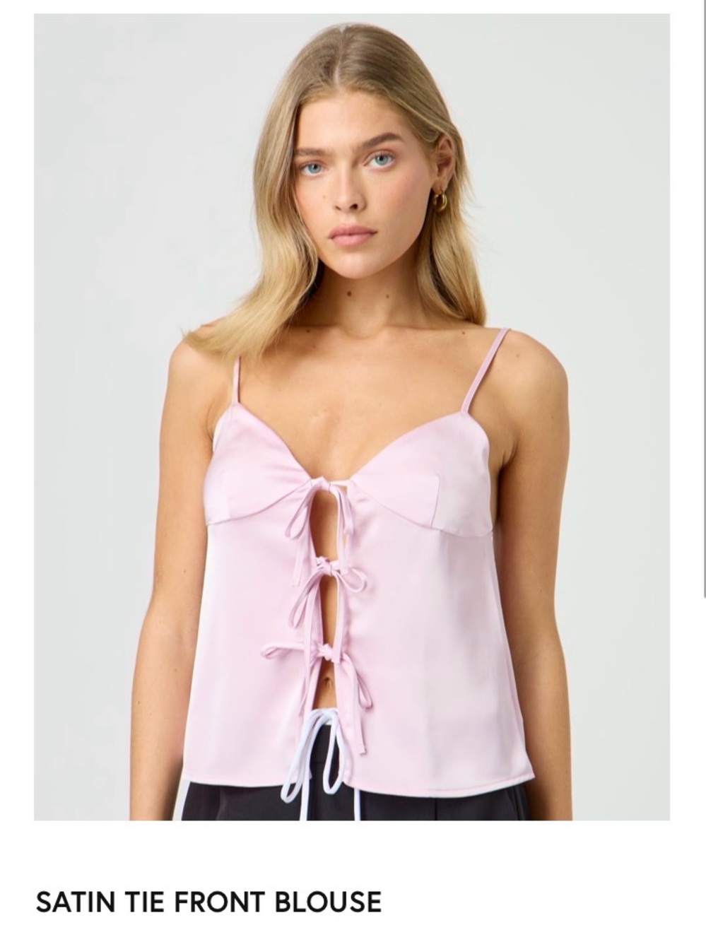 Satin Tie Front Blouse - Pink (Glassons - Brand New w/ Tags)